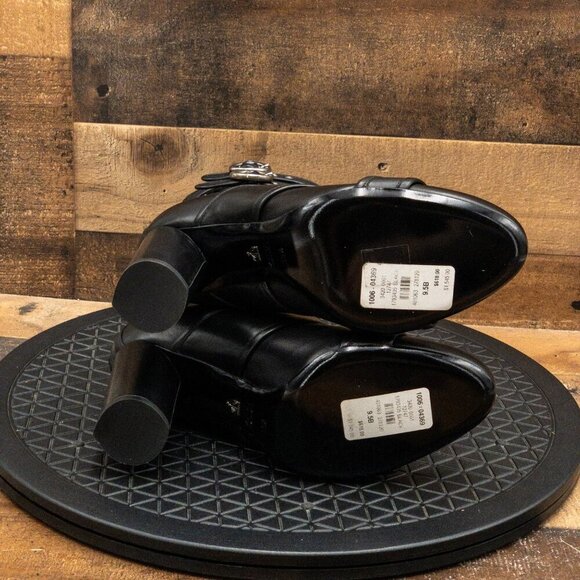 LANVIN OLIVER WOMENS BOOTS BLACK LEATHER BOOTIES DOUBLE STRAP CASUAL SZ 9.5B - Picture 4 of 13